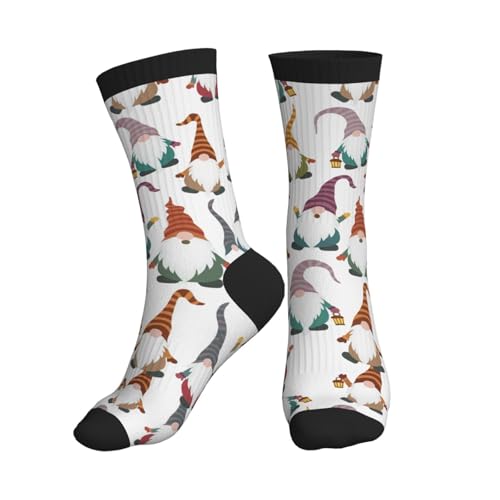 YHTJSZP Cute Funny Christmas Gnome Gnomes Print Slouchy Crew Socks for Men Women Funny Novelty Athletic Long Tube Socks for Soccer Running Hiking Yoga Softball Baseball