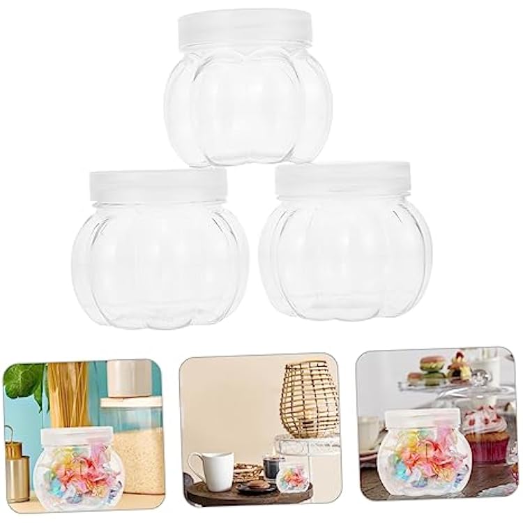 Pumpkin Jar 12Pcs Set 2.75 Inch Clear Plastic Pumpkin Candy Containers with Lid for Halloween Party Favor Storage and Home