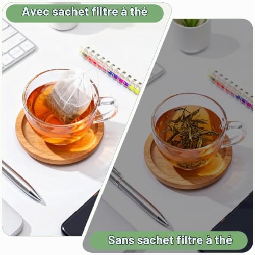 ABOHU Lot de 25 Réutilisable Sachets Filtre a Thé, 8 x 10cm, Sacs à Cordon en Mousseline de Coton, Sacs D'infusion avec Cordon Lavable Sac Infuseurs pour Épices Thé Café Herbes Cuisine – vue 4
