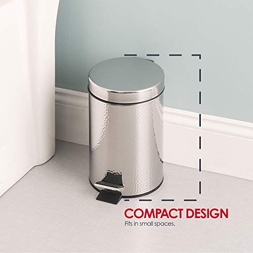 Home Basics Deluxe Hammered Stainless Steel Bathroom Accessories, Office, Bedroom, Decorative 3 Liter Waste Basket