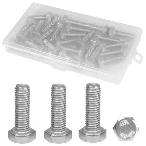 Image of MroMax 25Pcs M8-1.25 Hex Bolts, M8 x 25mm Hex Head Screws Bolts | 304 Stainless Steel 18-8, Fully Threaded, External Hex Drive, for Medium Panel Fixing and Equipment Guard Installation