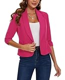 LADI TREND Women's Suits & Blazers Open Front Office Jacket Casual Outerwear (Hot Pink S)