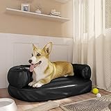 Chusui Lit pour Chien Ergonomique Mousse Noir 60x42 cm Similicuir,Lit pour Chien,Lit Chien,Lit pour Chien Pas Cher,Panier pour Chien