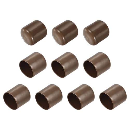 QUARKZMAN 10 Stück Gummikappen, 31mm Rohrstopfen Endkappe Rund Schutzkappen Pfostenkappe Abdeckkappen Zaunpfosten Endspitze Kappen für Gartenstühle Tischbeine Möbelfüße Gleiter, Braun