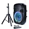 QFX PBX-153SM 15 Bluetooth Rechargeable Speaker with LED Party Lights, Microphone and Stand (2021 Model)