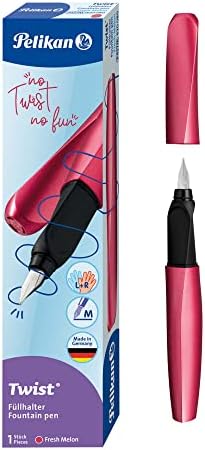 Pelikan, Twist Penna Stilografica, Impugnatura Ergonomica per Destrimani e Mancini, Fresh Melon, Inchiostro Blu, Made in Germany Pelikan, Twist Penna Stilografica, Impugnatura Ergonomica per Destrimani e Mancini, Fresh Melon, Inchiostro Blu, Made in Germany