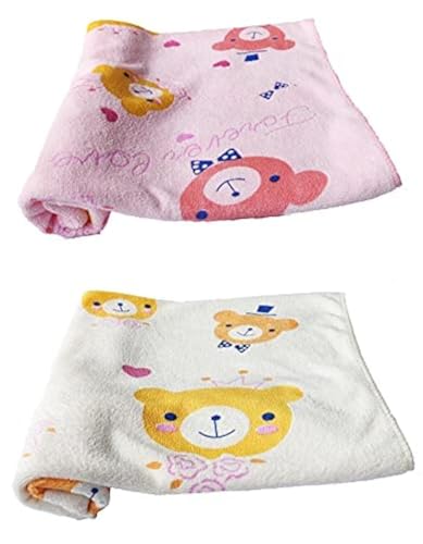 Teddyify Soft Cotton Baby Bath Towel for Infants, New Born Babies and Toddlers (0-12 Months) (Colours and Print as per Availability) (Pack of 2 Towel)