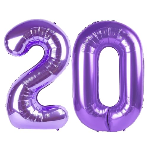 Purple Number 20 Balloon 40 Inch Birthday Decorations, Number 20 Balloon Birthday Party Decorations, Anniversary Decorations Graduations Party Supplies