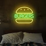 Xusdamyj Burger Neon Signo Personalizado LED Regulable Hamburger Neon Light Up Signo Home Wall Decor Fast Food Coffee Shop Restaurante Bar Decoración