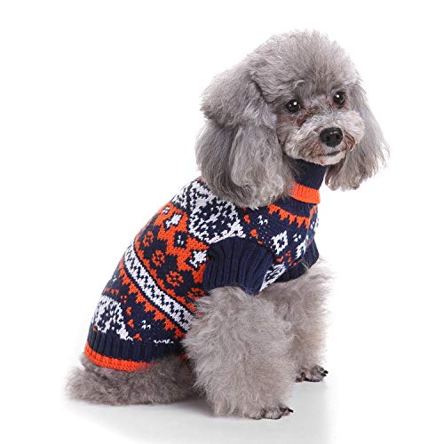 Tangpan Turtleneck Pet Dog Knit Pullover Sweater Puppy Apparel(Yellow Wave,L)