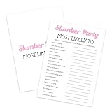 ZEDEV Slumber Party Games - Most Likely to, Sleepover Party Supplies for Girls, Teen, Adult, Pink Pajama Party Games, Set of 20 Games Cards, Birthday Party Activity Decor -A04