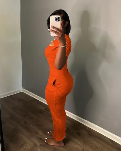 Image of Women's Casual Short Sleeve Dress T Shirt Bodycon Dresses Ribbed V Neck Maxi Sundress Basic Party Club Dress with Pocket