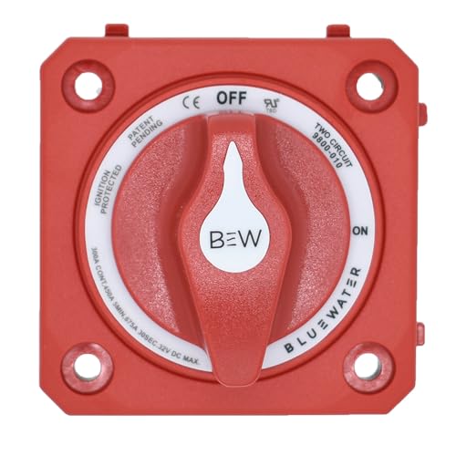 SupplyMount 9800-010-10 - Aftermarket Replacement On Off 4 Post Dual Circuit Battery Switch with O Base - Panel Mount - Red Compatible with Bluewater
