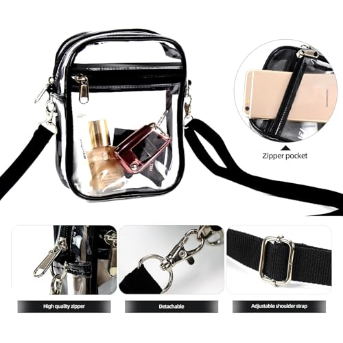 Image of Clear Bag Stadium Approved, Clear Crossbody Purse Bag with Front Pocket for Concerts Sports Events Festivals