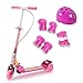 FOLDING Scooter Scooter Scooter per Bambini Il Mio Primo Scooter Pieghevole a 3 Ruote per Bambini trasformatore per Bambini per la Fase di Crescita Scooter per Bambini 5-14 Anni (Color : Pink)
