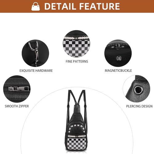 Small Sling Bag for Women Checkered Crossbody Bags Fanny Packs Chest Bag for Work Travel3