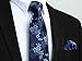 HISDERN Ties for Men Navy Blue Extra Long Tie and Pocket Square Set XL Silk Floral Plaid Neckties Handkerchief Elegantes Wedding Necktie Lot 3 PCS