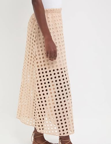 Huaqiao Women Casual Long Skirt Summer 2025 Cotton Eyelet Elastic Beach Maxi Skirt with Underneath4