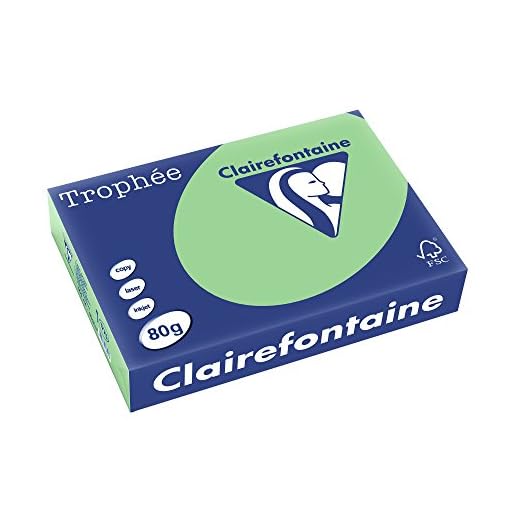 Clairefontaine Resma de papel, 80 gr/m², 500 hojas, Verde Natural, A4 (21 x 29.7 cm)