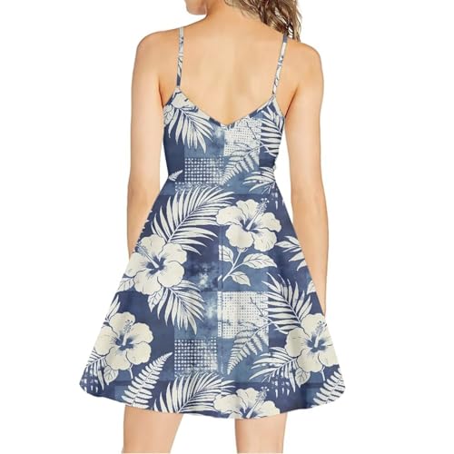Image of Women's Spaghetti Strap Dress Summer Casual Swing Sundress Girls Beachwear Swing Mini Dress