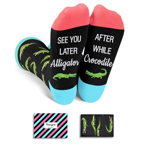 HAPPYPOP Silly Alligator Gifts - Crazy Alligator Socks for Women Men Crocodile Socks, Gator Gifts Teens