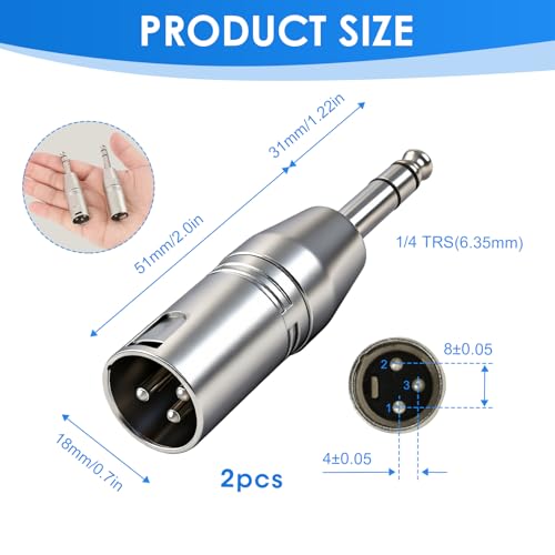 Adaptador 1/4" TRS a XLR macho, Pack 2 miniatura 2