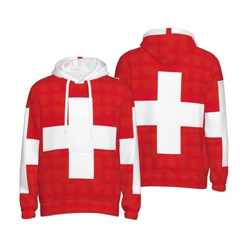 Sweat à capuche homme imprimé suisse EdWal pull sport décontracté polyester