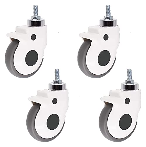 Ruote girevoli Ruote silenziose Ruote girevoli in gomma da 4 pollici Set di 4, Rotella girevole per mobili, Rotelle per carichi pesanti con freno, per apparecchiature mediche/lettino, (M12/M