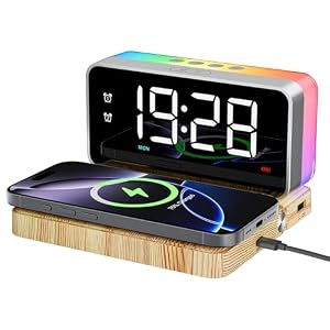 Alarm Clock for Heavy Sleeper,Wireless Charging,Bluetooth Speaker