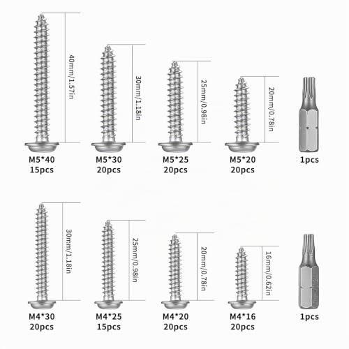 Miniatura 2 de 150 Piezas M4 M5 Tornillos Torx, Tornillos Autorroscantes Torx, Tornillos Para Madera, Tornillos De Cabeza Plana Autoperforantes Acero Inox, Tornillos De Cabeza Alomada Oblea Para Pladur Metálica