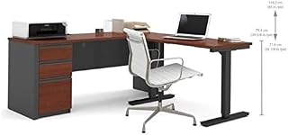 Bowery Hill L-Shaped Desk in Bordeaux and Graphite