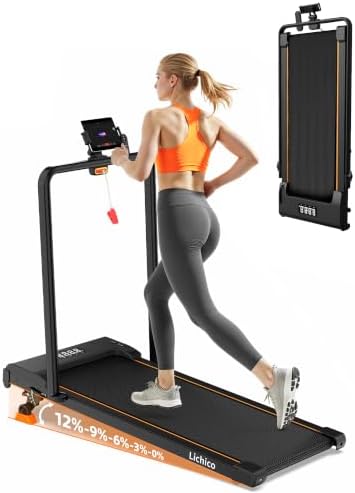 Lichico 3-in-1 Walking Pad mit 0-12% Steigung, Laufband für Zuhause Klein | 6/12 km/h, Laufband Schreibtisch Klappbar, Treadmill for Home, Walkpad Laufpad max. 150 kg Belastbarkeit