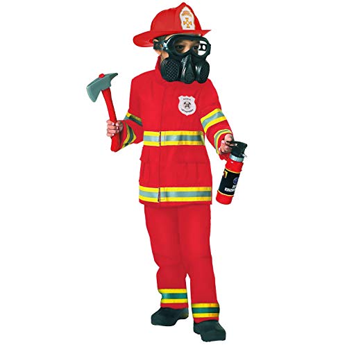 Morph Costumes Kids Red Fireman Costume Emergency Services Boys Fire Fighter Uniform Childs Outfit Large