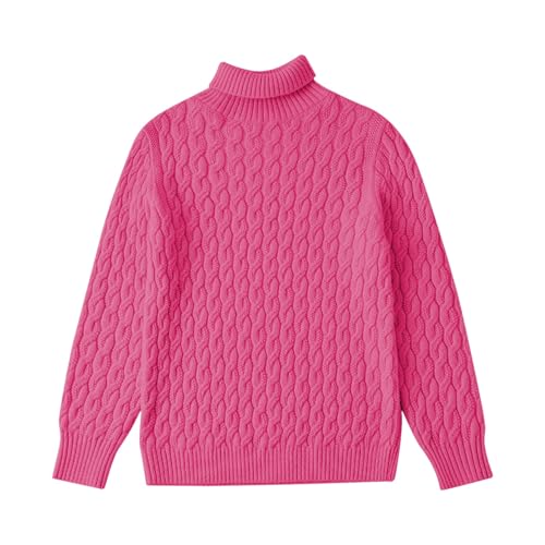 Girls Turtleneck Sweater Ribbed Crochet Long Sleeve Lined Pullover Sweater Kids Plain Soft Fall Warm Sweatshirts