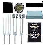 Tuning Forks for Healing Set - 128Hz, 136Hz, 256Hz, 384Hz with Activator - Weighted & Unweighted Sound Therapy Tools for Chakra Balance, Yoga, Meditation & Relaxation in Velvet Pouch