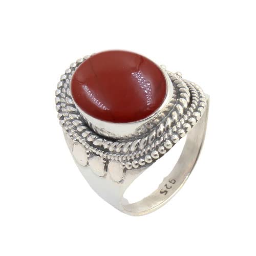 Natural Gemstone 925 Sterling Silver Handmade Ring For Women Christmas Gift For Her | Anniversary Ring | Handmade Silver Jewelry (R-1261) (red jasper)