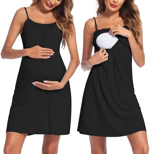 Ekouaer Womens Nursing Nightgown Breastfeeding Dress Maternity Sleepwear