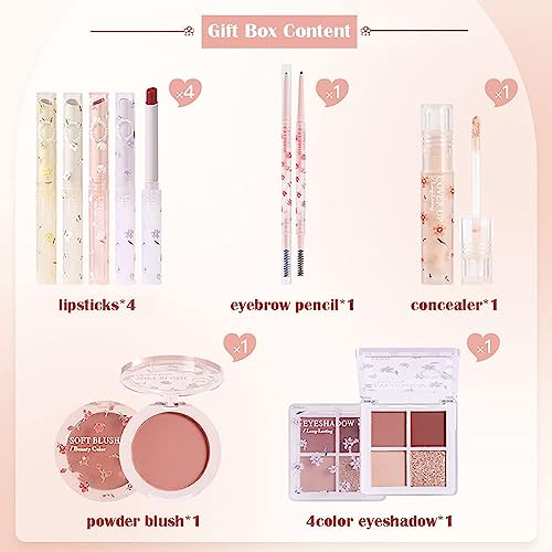 Makeup Kit for Women 8 Pieces Makeup Sets, 4 Color Lipsticks& Eyeshadow, Eyebrow Pencil, Concealer, Blush Palette 8Pcs Gift Box Makeup Bundle Value Set - Thumbnail 2