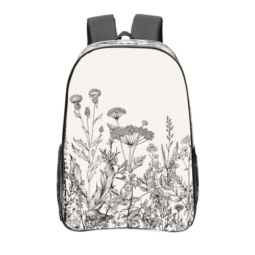 Grand sac à dos léger imperméable transparent motif floral pour femme et homme