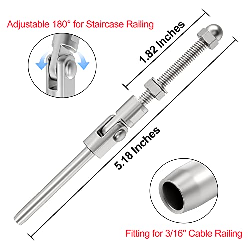 Cable de 3/16 terminal de acero inoxidable T316 con ajuste angular BLIKA 4