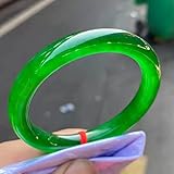 SDFGH Ice Floating Green Flower Bangle Jadeite Handring Emerald Jade Bracelet Delicate Scarce Jewelr
