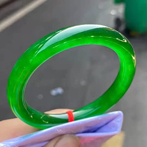 Sdfgh Ice Floating Green Flower Bangle Jadeite Handring Emerald Jade Bracelet Delicate Scarce Jewelry (Color : A, Size : 54-56Mm) #TOP25