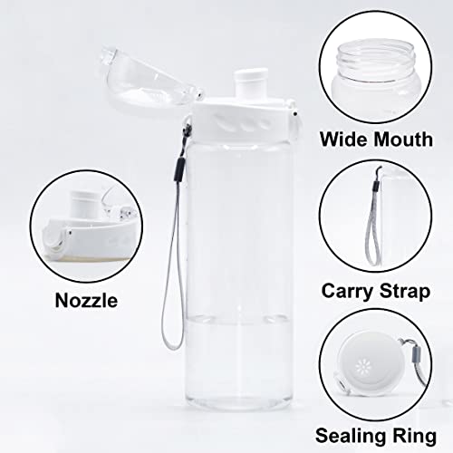 GearTek Clear Plastic Water Bottle | No Markings 24oz Chug Lid Sports Water Bottle | Leak Proof Re-Usable Flip Top Plastic Drinks Bottles for School, Exams, Office, Gym, Cycling (Clear-24oz)