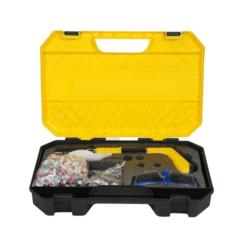 Pneumatische Nagelpistole, Nagel-Wandbefestigungs-Werkzeug-Set mit 100 Nägeln, tragbare manuelle Nagelpistole, geräuscharme Stahl-Nagelschießmaschine,Druckluftwerkzeuge für Kompressor