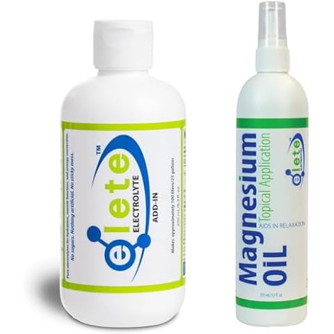 elete Muscle Recovery Combo - Electrolytes 8.3 oz Bottle & Big 12 oz Magnesium Oil Spray Bottle Cover