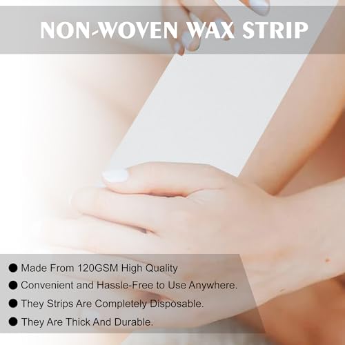 Image of GLUN 140 Piece Hair Removal Wax Strips, Nonwoven White Strips for Smooth Hair-Free Skin, Gentle & Effective Body and Facial Hair Removal for Women & Men