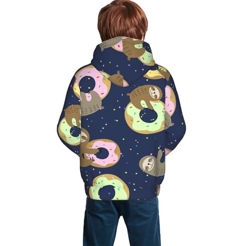 Sloth with Donuts Kid Hoodies Boys Sweatshirts Girls Pullover with Pocket4