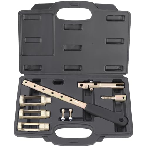 TECPO Ventilfederspanner-Satz, Demontage & Montage von Ventilfedern und Ventilschaftdichtungen für 8V, 12V & 16V Motoren, ohne Zylinderkopf-Demontage, inkl. 3 Druckstücke Ø20, 26, 30, 34mm, länge 85mm