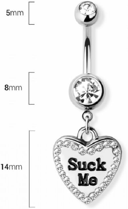 Pierced Owl 14GA Gold Plated Heart Shaped Naughty Message Dangling Belly Button Ring image 3