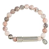 Pink Stone Beaded Prayer Bracelet with Our Lady of Guadalupe Charm and Screw-Top Capsule for Prayer...